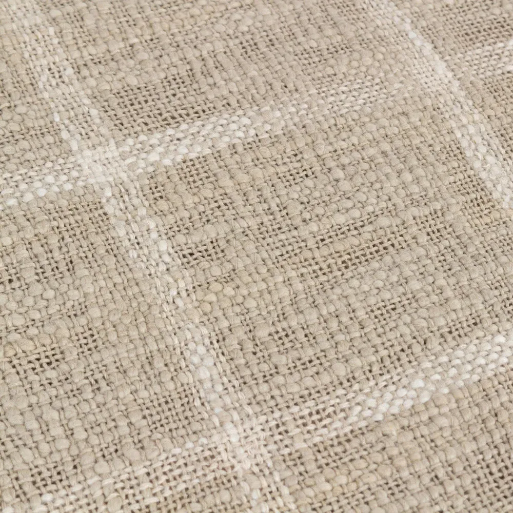Beni Checked Fringed Throw - Stone, Cotton