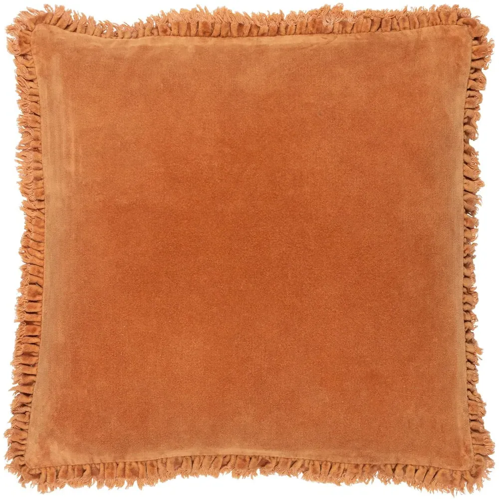 Bertie Cotton Velvet Cushion - Rust