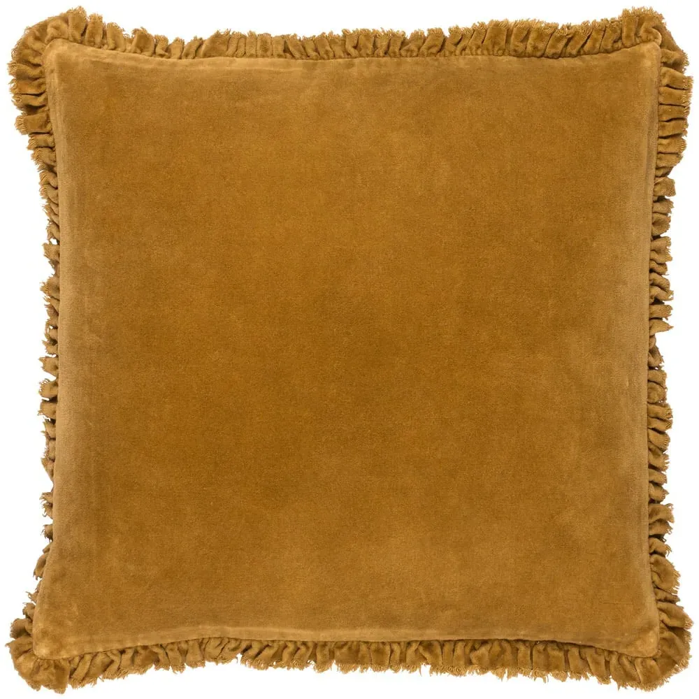 Bertie Cotton Velvet Cushion - Saffron
