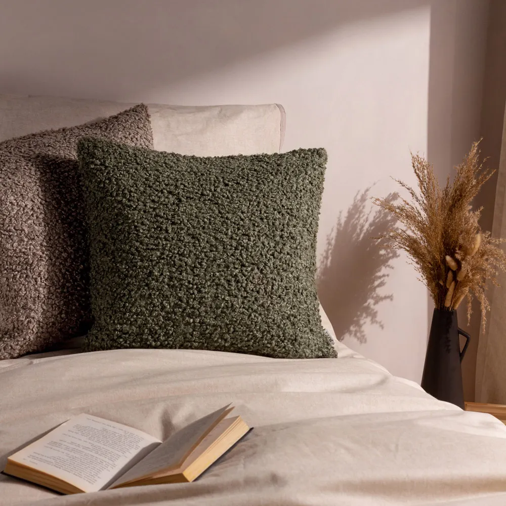 Cabu Chunky Boucle Cushion - Green