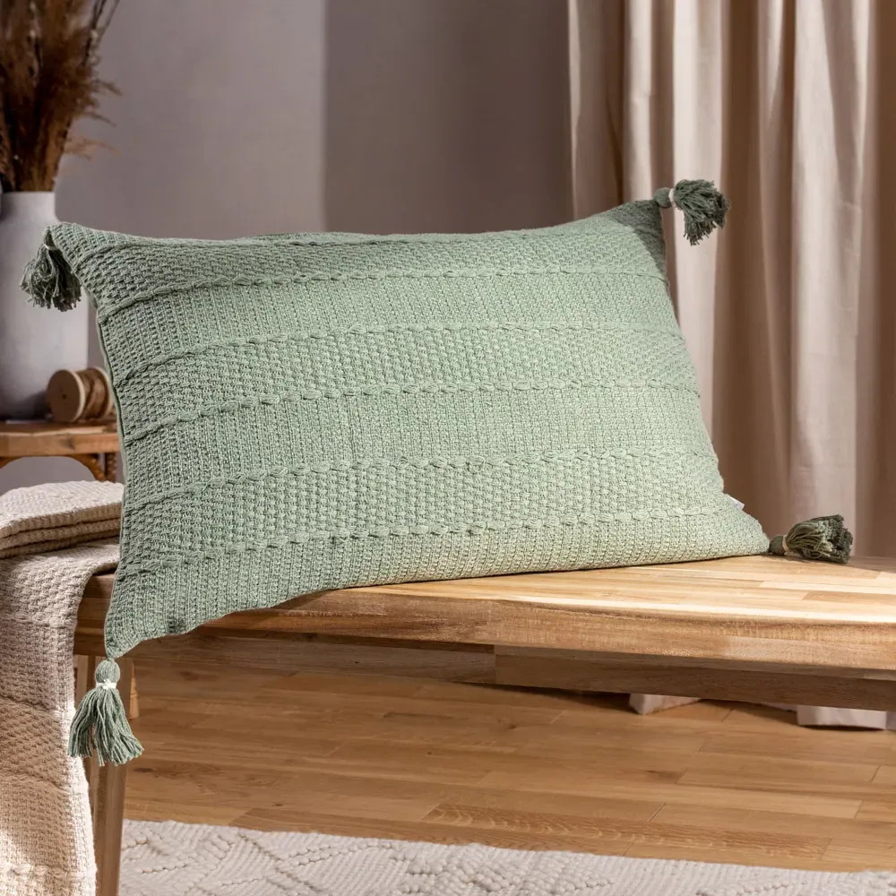 Caliche Tasselled Cushion - Multi, Cotton