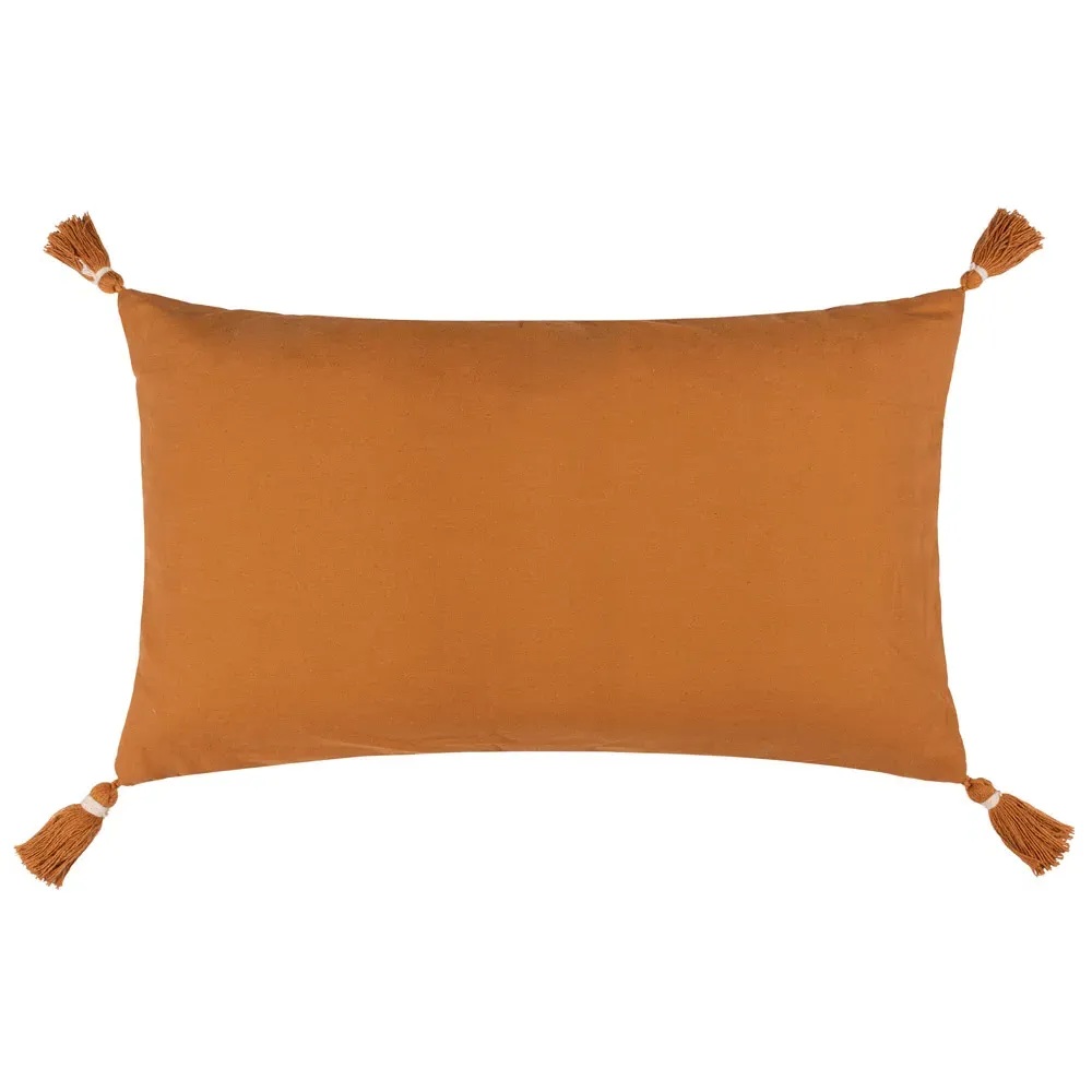 Caliche Tasselled Cushion - Orange, Cotton