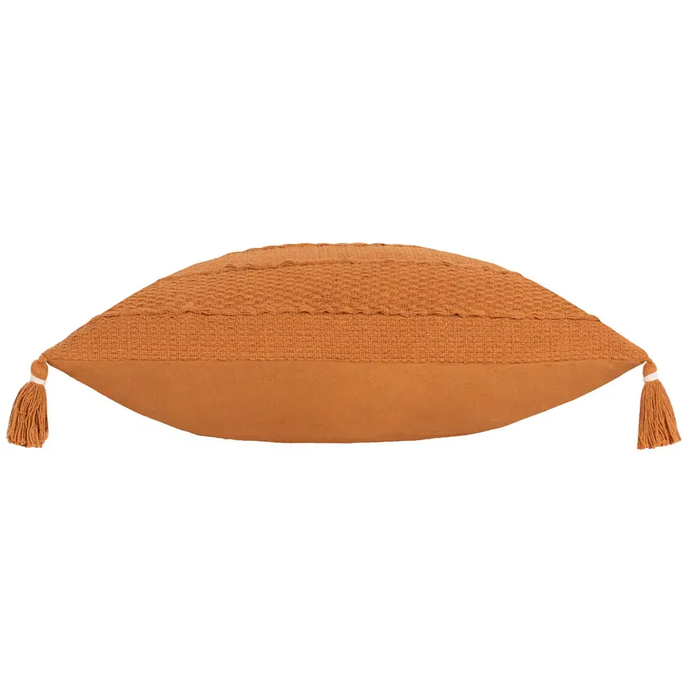 Caliche Tasselled Cushion - Orange, Cotton