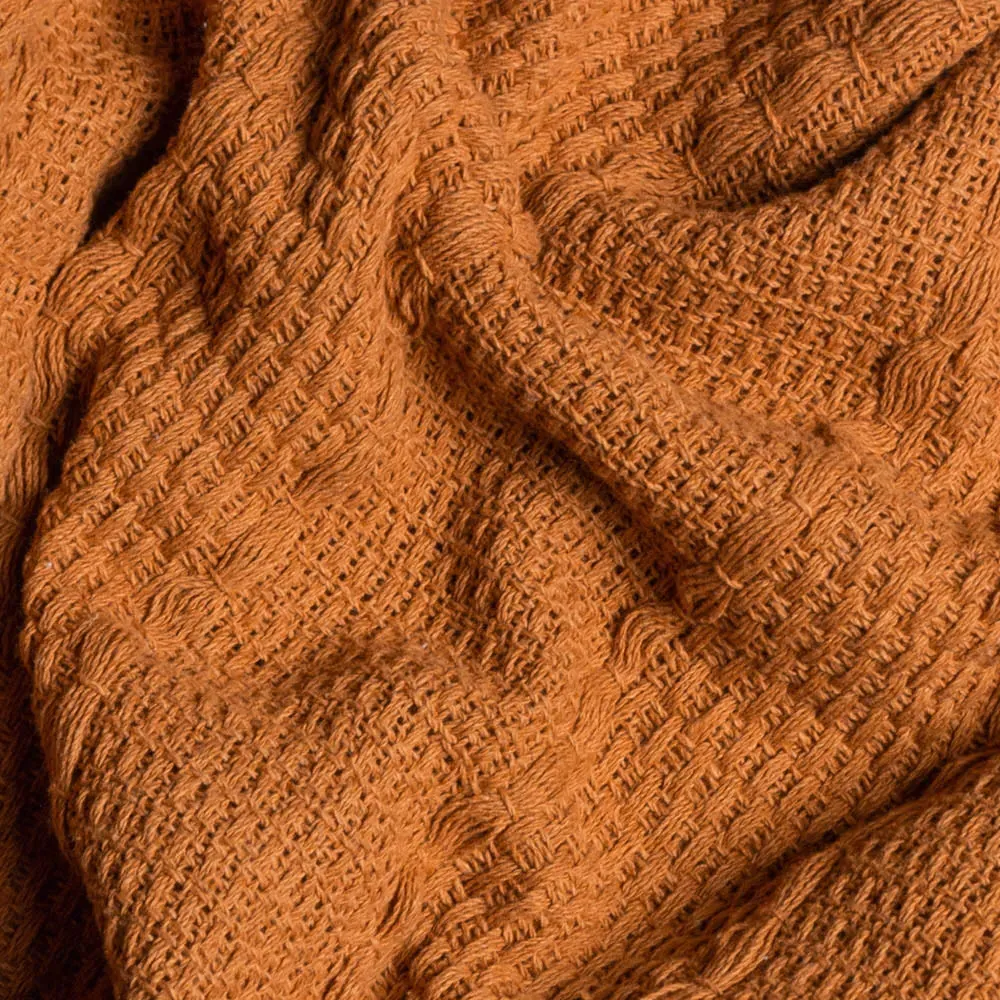 Caliche Woven Tasselled Throw - Ginger