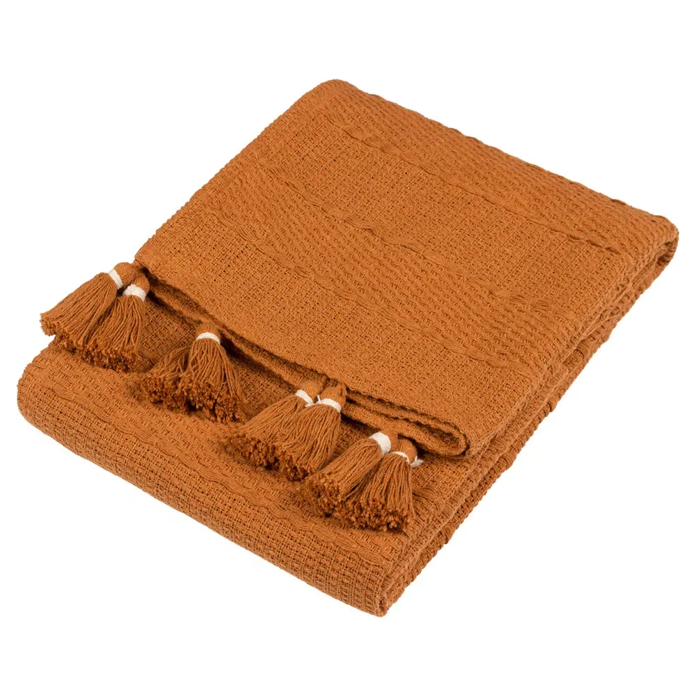 Caliche Woven Tasselled Throw - Ginger image