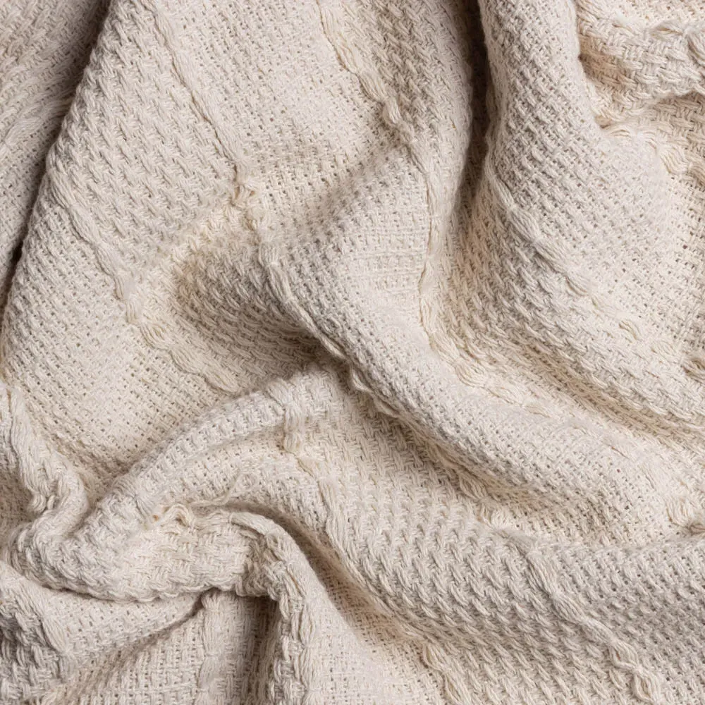Caliche Woven Tasselled Throw - Natural
