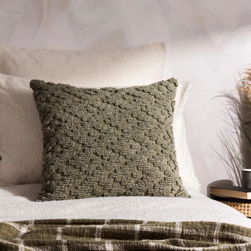 Calvay Chunky Textured Cushion - Lichen