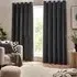 Charcoal Heavy Chenille Velvet Eyelet Curtain - Grey