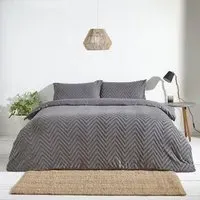 Chevron Single Duvet Set - Charcoal, Cotton