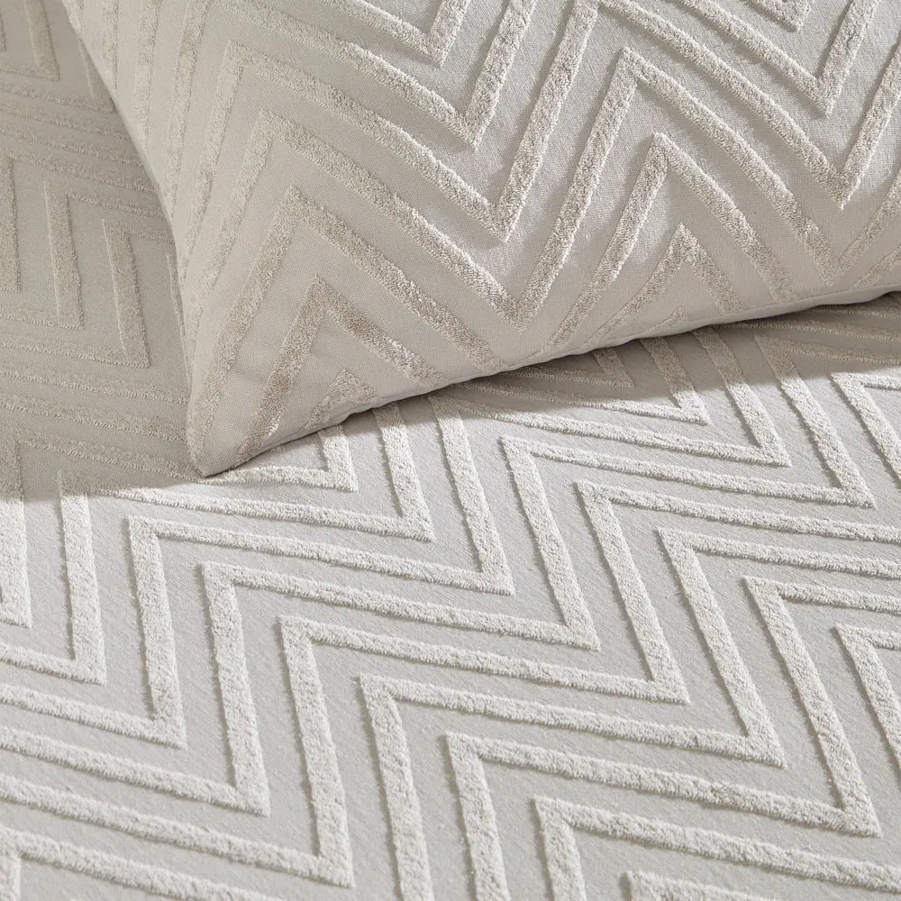 Chevron Single Duvet Set - Stone, Cotton