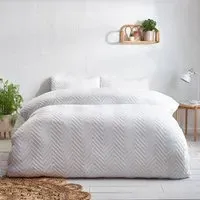 Chevron Single Duvet Set - White, Cotton