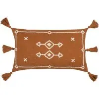 Folis Embroidered Cushion - Pecan, Cotton