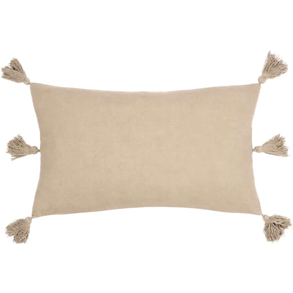 Folis Embroidered Cushion - Stone, Cotton