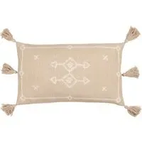 Folis Embroidered Cushion - Stone, Cotton