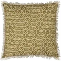Georgi Fringed Cushion - Green, Cotton