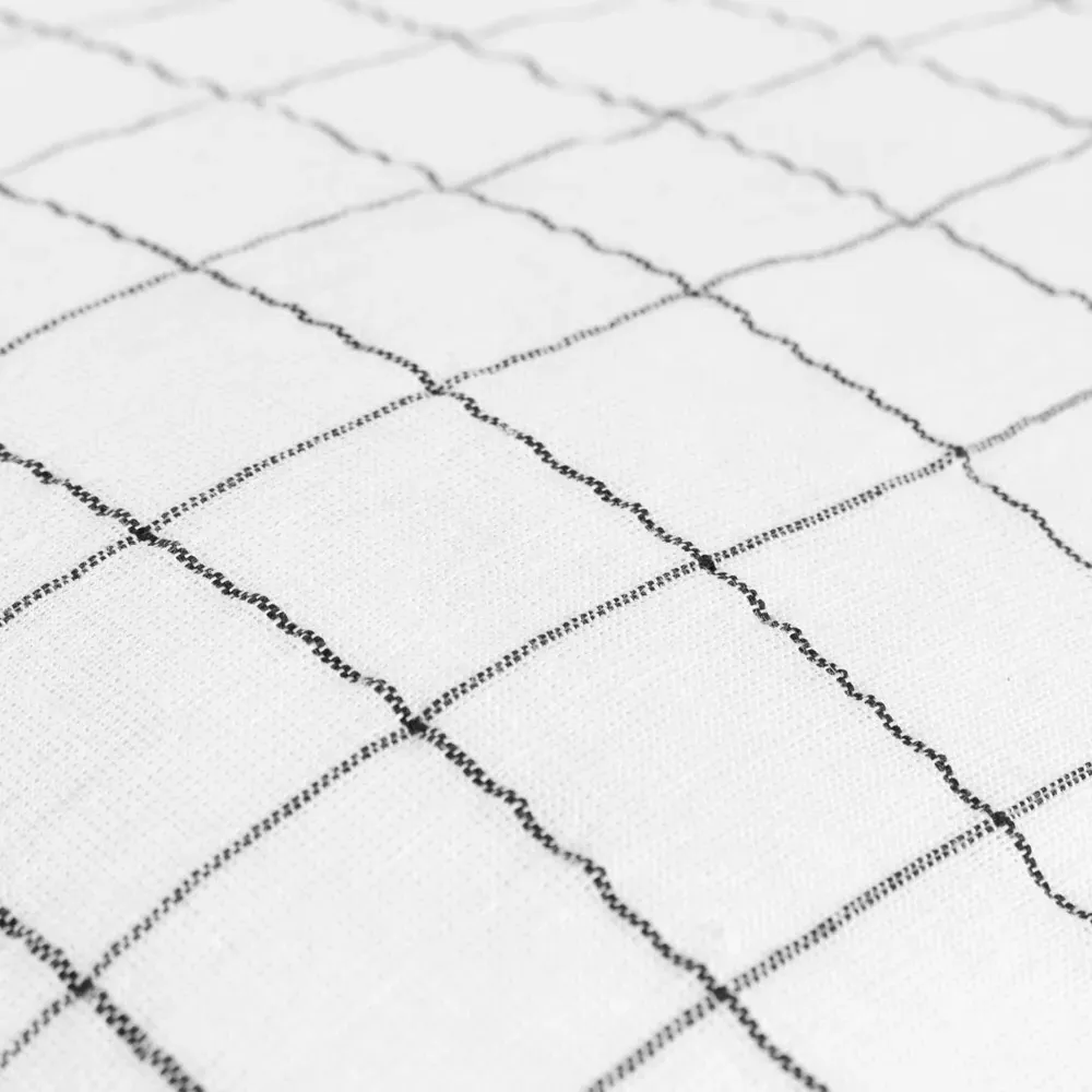 Grid Check Cushion - Cream, Linen