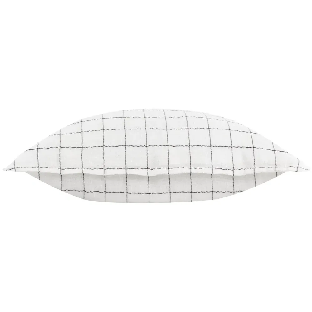 Grid Check Cushion - Cream, Linen