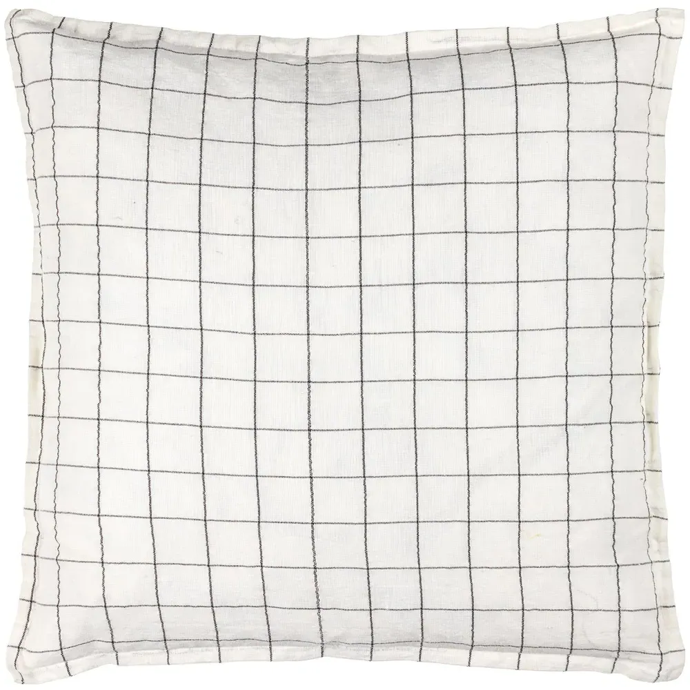 Grid Check Cushion - Cream, Linen image
