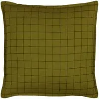 Grid Check Cushion - Green, Linen