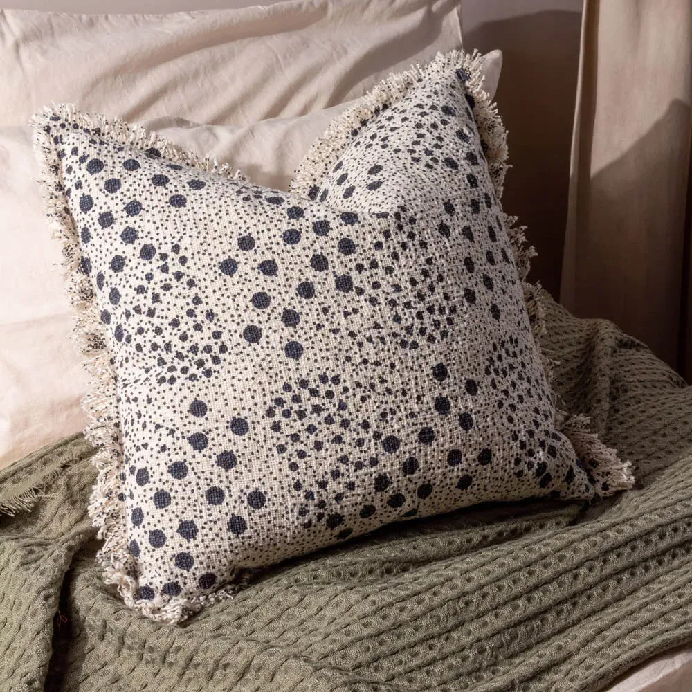 Hara Ink Woven Fringed Cushion - Multi, Cotton