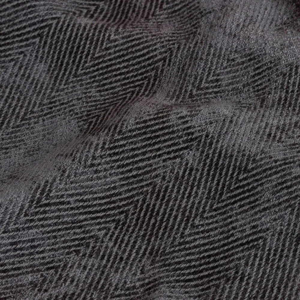 Harri Herringbone Fringed Throw - Dusk, Cotton