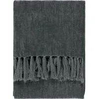 Harri Herringbone Fringed Throw - Dusk, Cotton