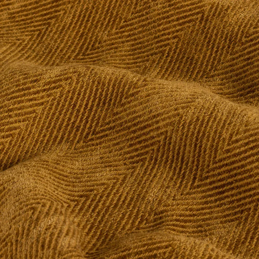 Harri Herringbone Fringed Throw - Honey, Cotton
