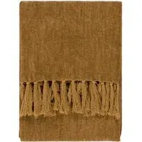 Harri Herringbone Fringed Throw - Honey, Cotton