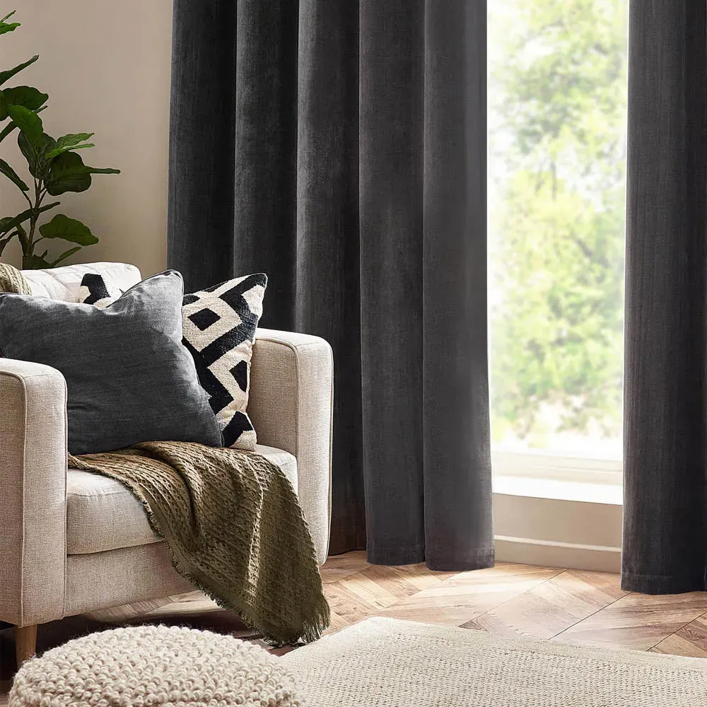 Heavy Chenille Reversible Cushion - Charcoal