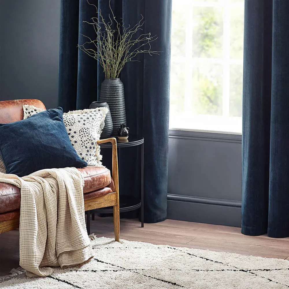 Heavy Chenille Reversible Cushion - Navy