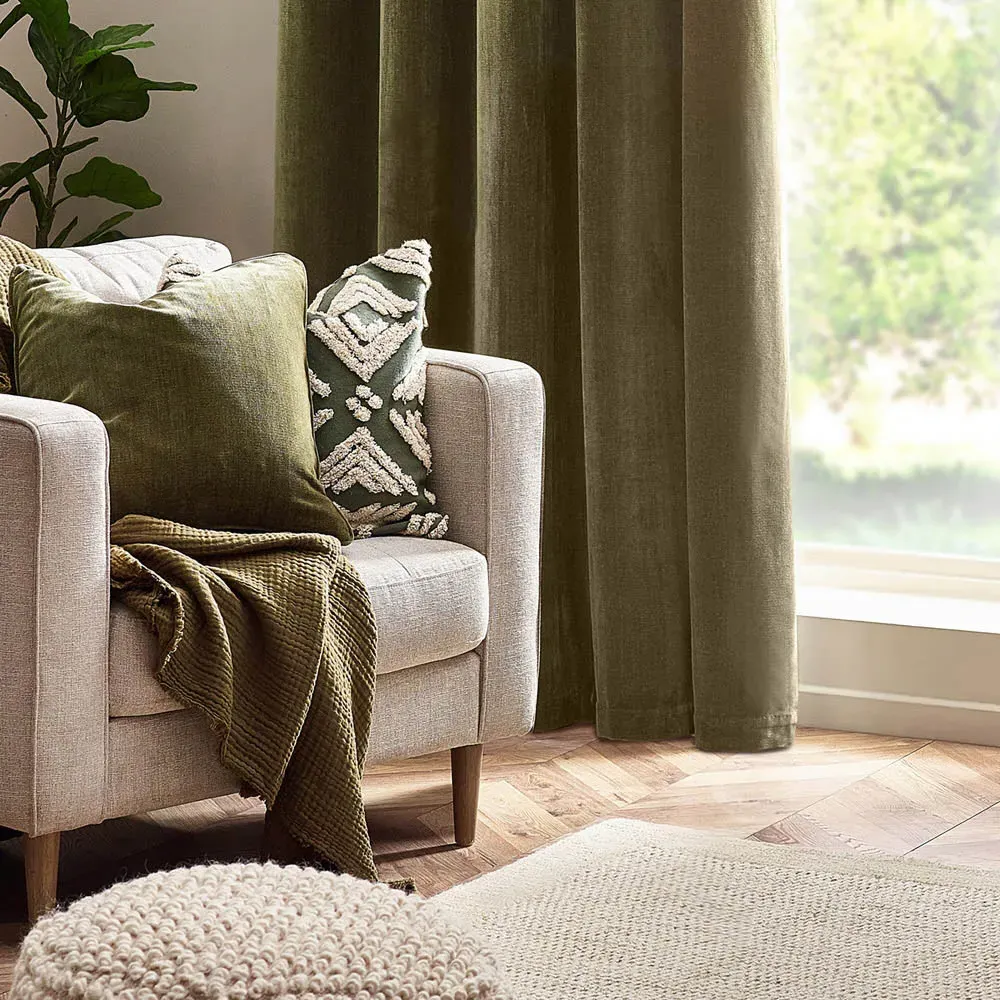 Heavy Chenille Reversible Cushion - Olive