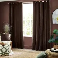 Heavy Chenille Velvet Eyelet Curtain - Brown