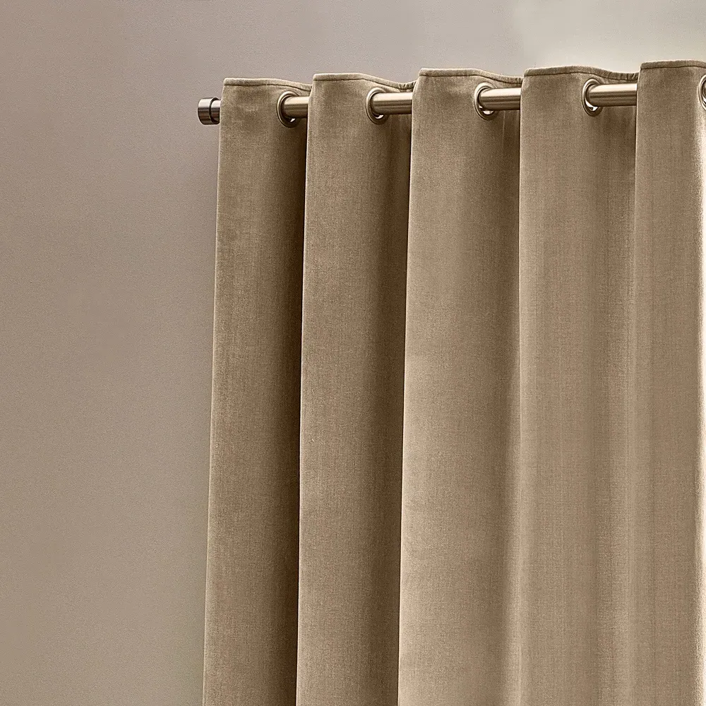Heavy Chenille Velvet Eyelet Curtain - Cream