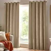 Heavy Chenille Velvet Eyelet Curtain - Cream