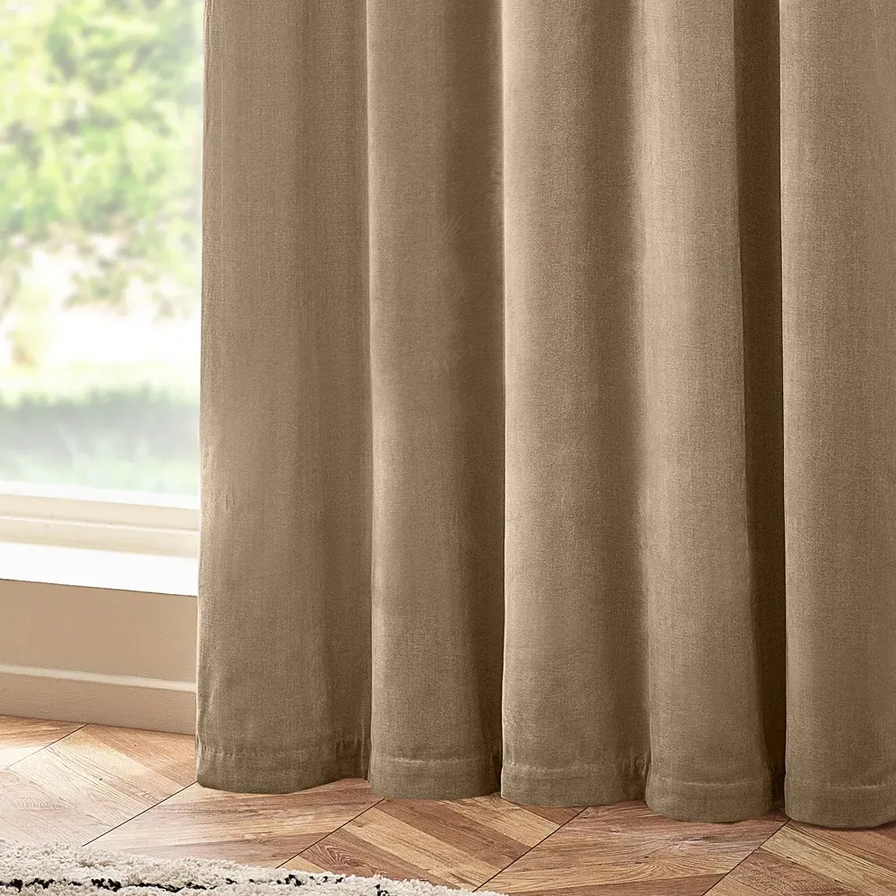 Heavy Chenille Velvet Eyelet Curtain - Cream