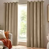 Heavy Chenille Velvet Eyelet Curtain - Cream