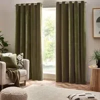 Heavy Chenille Velvet Eyelet Curtain - Green