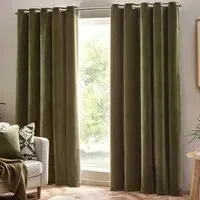 Heavy Chenille Velvet Eyelet Curtain - Green