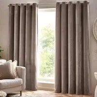 Heavy Chenille Velvet Eyelet Curtain - Greige