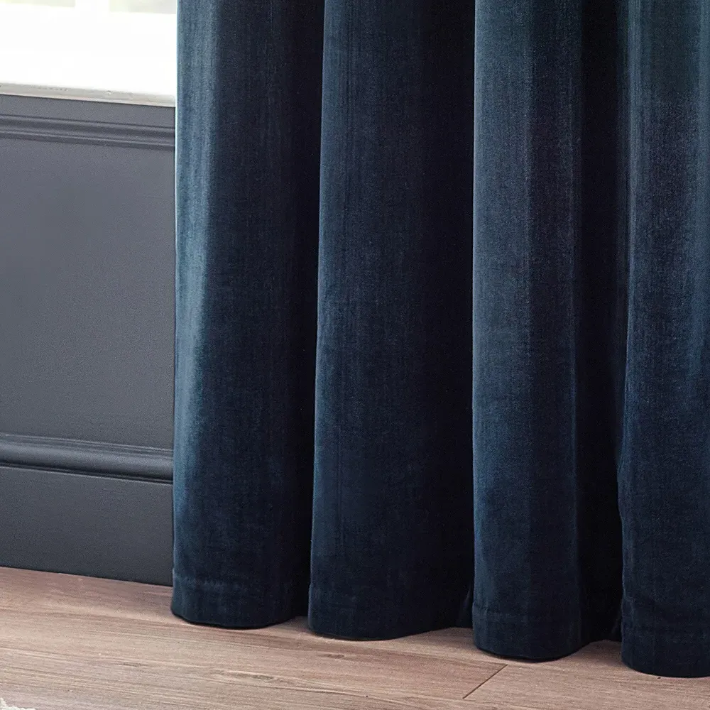 Heavy Chenille Velvet Eyelet Curtain - Navy