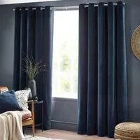 Heavy Chenille Velvet Eyelet Curtain - Navy