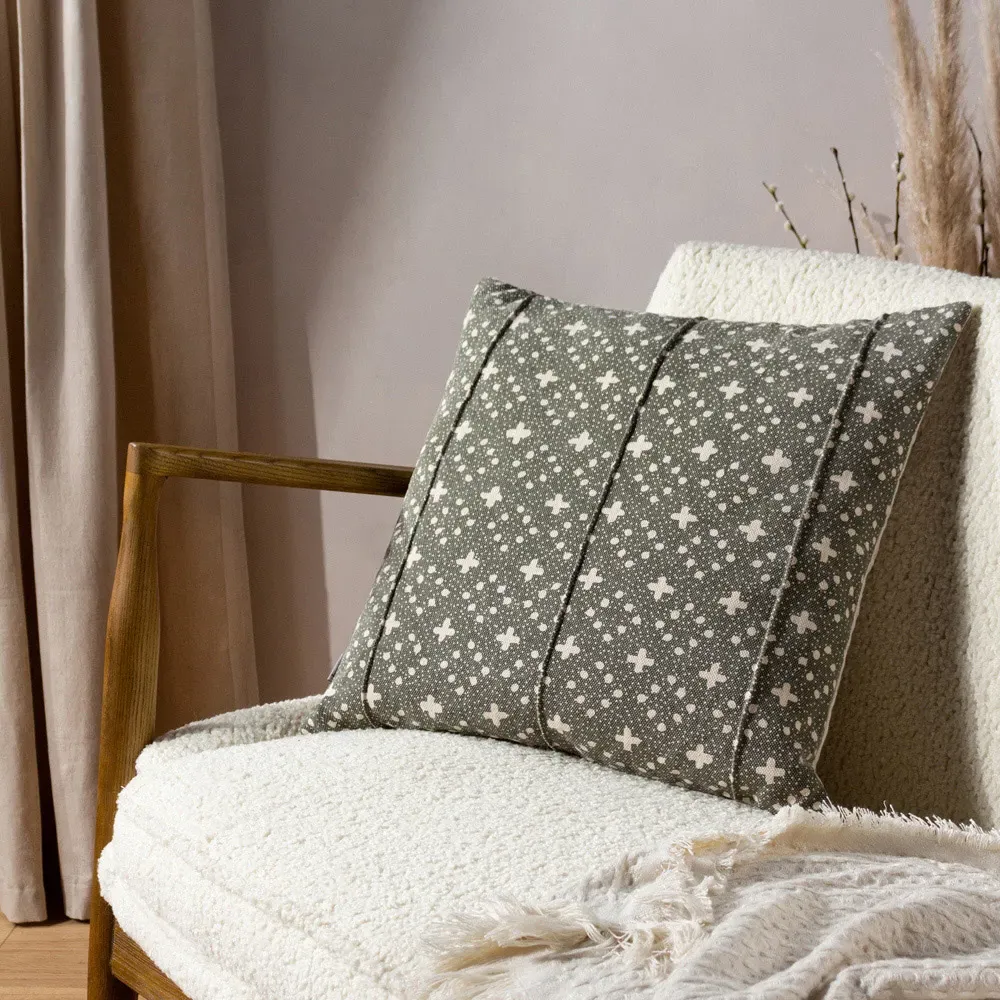 Helm Lichen Organic Woven Cushion - Multi, Cotton