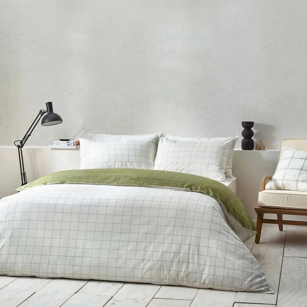 Howarth Single Duvet Set - Moss and Natural, Cotton