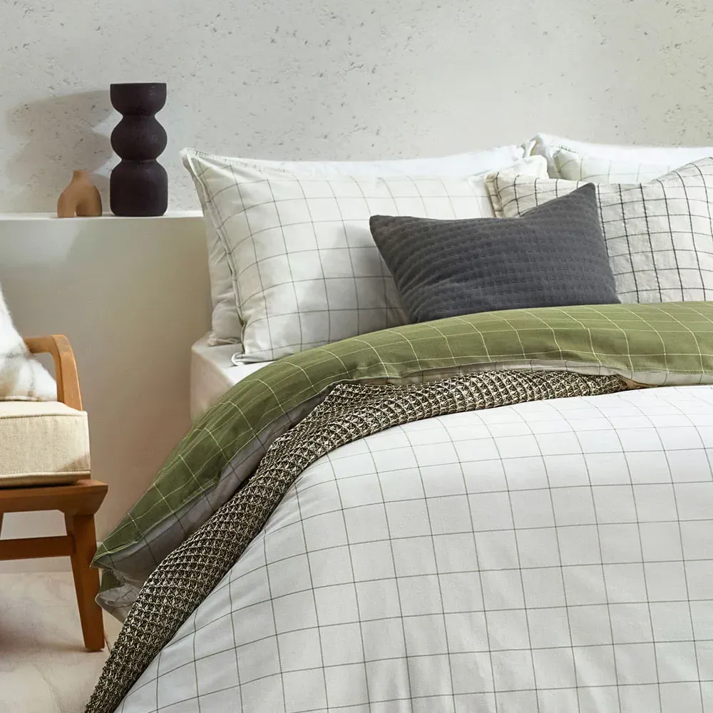 Howarth Super King Duvet Set - Moss and Natural, Cotton