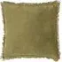 Jaye Fringed Cushion - Moss, Cotton Velvet