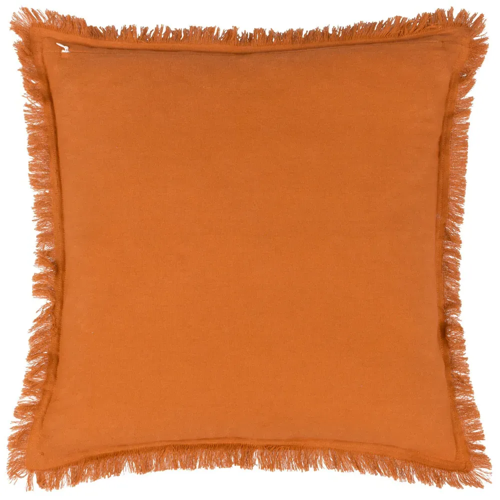 Jaye Fringed Cushion - Rust, Cotton Velvet