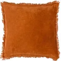 Jaye Fringed Cushion - Rust, Cotton Velvet