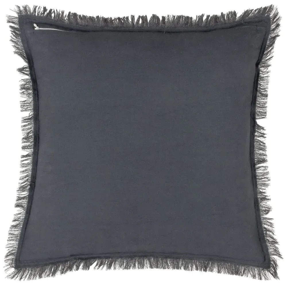 Jaye Fringed Cushion - Slate, Cotton Velvet