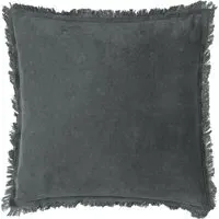 Jaye Fringed Cushion - Slate, Cotton Velvet