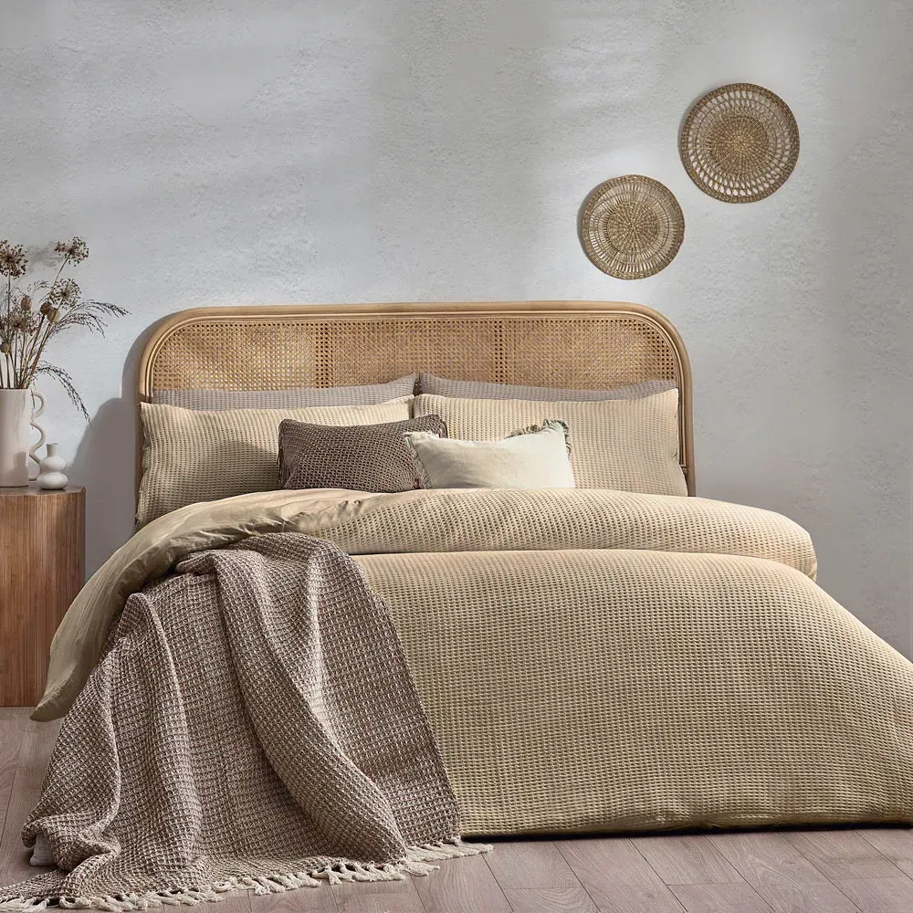 King Size Chunky Waffle Duvet Set - Linen, Cotton